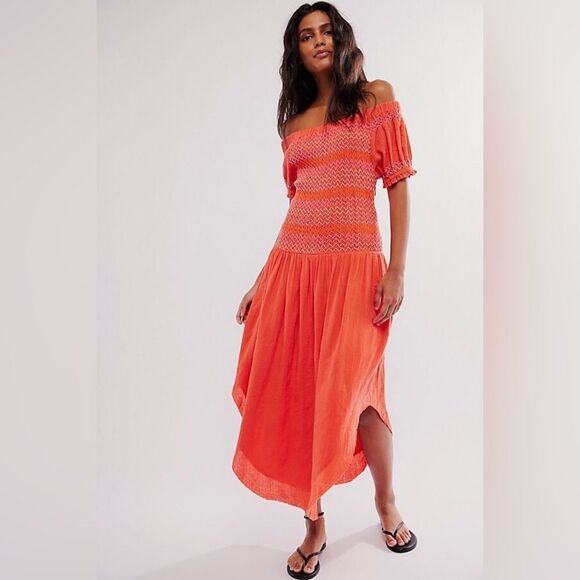 Free People Catch Me Midi Dress - Picture 1 of 4